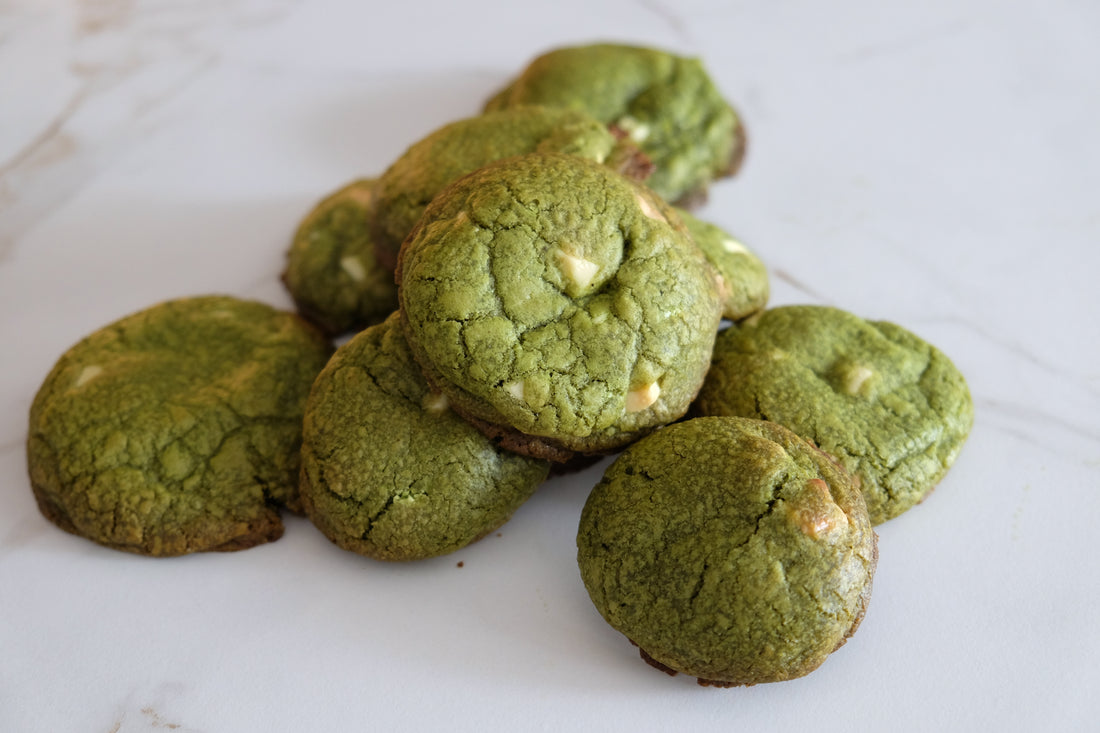 matcha tea cookies with white chocolate